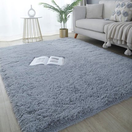 GERBIT Area Rugs 8x10 for Bedrooms, Grey Fluffy Rugs for Living Room Decor, Ultra Soft Anti Slip Shag Fuzzy Rug, Non-Slip Area Rugs for Nursery Girls Boys Room