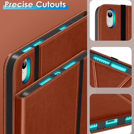 DTTO Rotating Case for iPad mini 7(A17 Pro) 2024 / iPad mini 6 2021, 360 Degree Swiveling Premium Leather Folio Stand Cover with Pencil Holder for iPad mini 7th/6th Generation 8.3'', Brown