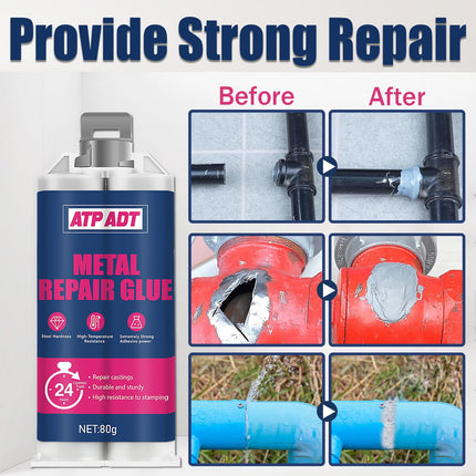 ATP 2-Pack 160g Metal Repair Glue Heavy Duty Epoxy Adhesive for Metal to Metal, Plastics, Stainless Steel, Aluminum Alloy