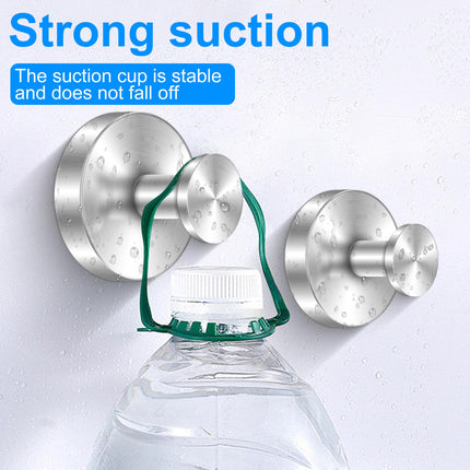 RAIYMA 2PC Waterproof Suction Self Adhesive Stainless Steel Shower Hooks, Silver