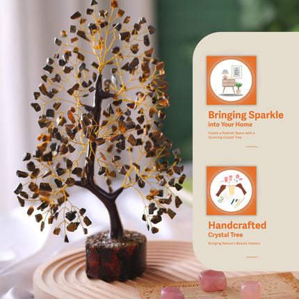YUVDIPR 7 Chakra Money Tree Healing Feng Shui Statues & Figurines Reiki Crystal Balancing Buddha Home Décor (Tiger Eye G)