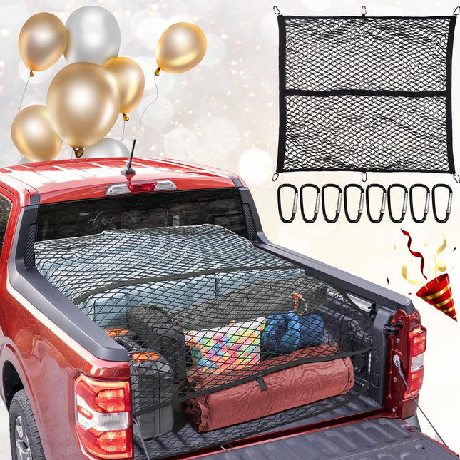 JEVIE 47"x47" Uniersal fit for Most Cars Cargo Net adjustable, Black