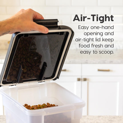 IRIS USA WeatherPro Airtight Dog Food Storage Container, Up to 4.5 Kg Each, 2 Pack, for Dog Cat Bird and Other Pet Treat Food Storage Bin, Keep Fresh, Translucent Body, BPA Free, Clear/Black