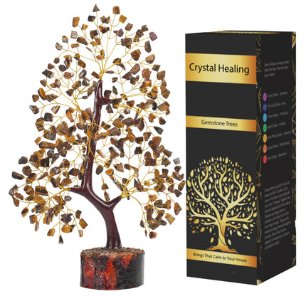 YUVDIPR 7 Chakra Money Tree Healing Feng Shui Statues & Figurines Reiki Crystal Balancing Buddha Home Décor (Tiger Eye G)