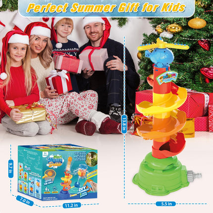 Outdoor Water Sprinkler Toys for Kids: 5 in 1 Spray Sprinkler Outside Toys with Water Flow Control Valve, 360° Rotating Summer Water Toys for Backyard Lawn Pool Party for Toddlers Kids Boys 3-8