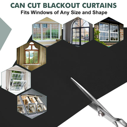 Funkoiteer Blackout Blind Curtain 350x145 cm 100% Blackout Blinds for Window, Portable Blackout Shades Film with Hook & Loop Tabs Fits Any Window Size for Bedroom Nursery Loft Travel RV Car, No Drill
