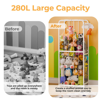 GRANNY SAYS Stuffed Animal Storage Tube, Stuffy Toys Shelf Zoo with Elastic Band, Large Stuff Animal Jail Organizer, Kids Toy Storage Organizer for Nursery Kids Room Playroom