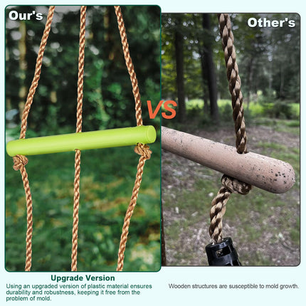 AGPTEK Disc Swing with Monkey Bars, Tree Swing Set Accessories Rope Disk Swing Seat with Carabiner and 22in Hanging Strap Heavy Duty Swingset for Zipline Outdoor Playground, Jungle & Gym Green