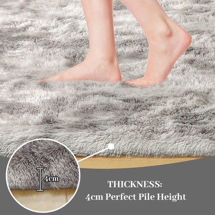 Cinknots Area Rugs Fluffy Carpet Modern Living Room Bedroom Nursery Dorm Soft Non-Slip Carpet Large Modern Indoor Shaggy Carpet Room Home Décor (Grey White, 3.9'x 5.2'（120 * 160cm）)