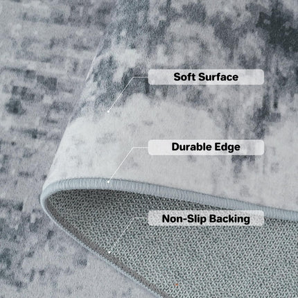 BRICHOEE Modern Abstract Area Rug, 3x5 Grey Washable Entry Rug, Soft Non-Slip Contemporary Nursery Mat Kitchen Carpet for Living Dining Room Bedroom Aesthetic Home Decor