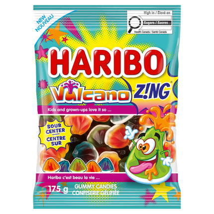 Haribo Z!NG Vulcano Gummy Candy, 3 Fruity Flavours, Tangy Liquid Centre 175g BAG
