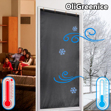 OliGreenice 100x210cm/W39*L83" Thermal Curtain Eyelet Doorway Cover Panel Windproof Warm Cold Protection Oxford Cloth Thicken Cotton Fiber Drapes for Living Room Garage Bedroom, Dark Gray X004GT75U5