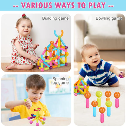 54PCS Magnetic Building Sticks Blocks Toys, Magnetic Balls and Rods Set for Kids, Magnetic Building Set,Toddler Montessori Toys,STEM Stacking Toys T103