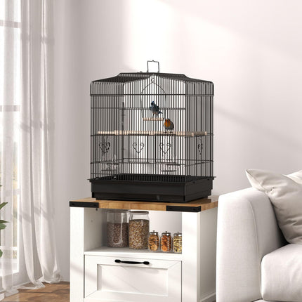 (New Open Box) PawHut 23" Large Bird Cage with Accessories, Handle, Black