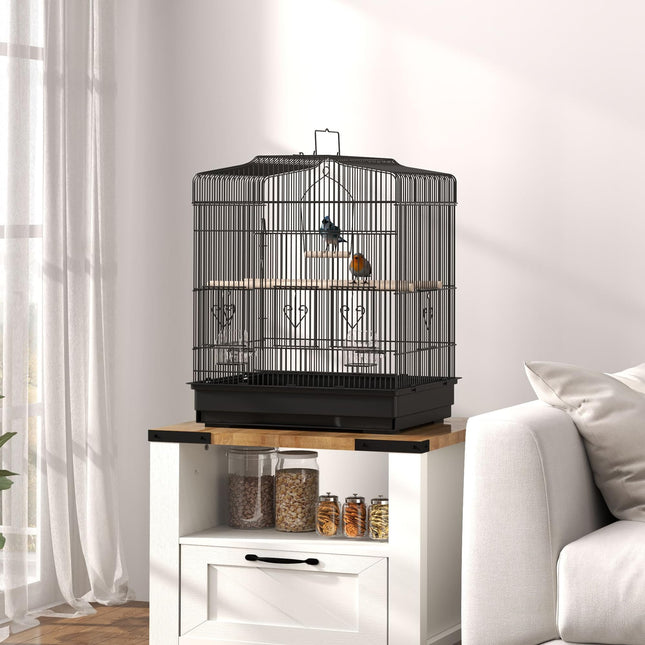 (New Open Box) PawHut 23" Large Bird Cage with Accessories, Handle, Black