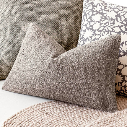 Foindtower 12x20" Pack of 2 Textured Boucle Throw Accent Solid Lumbar Cozy Pillow Case for Chair Sofa, Light Taupe X0048OVV8P