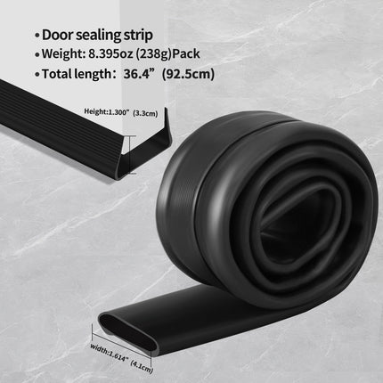 Door Draft Stoppers for Bottom of Door - Techoln 2 Pack Self Adhesive Door Sweep, Weather Stripping Door Seal, Noise Reduction, Energy Saving, Easy Installation 39" L X 2" W (Black, U Shape)