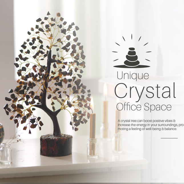YUVDIPR 7 Chakra Money Tree Healing Feng Shui Statues & Figurines Reiki Crystal Balancing Buddha Home Décor (Tiger Eye G)
