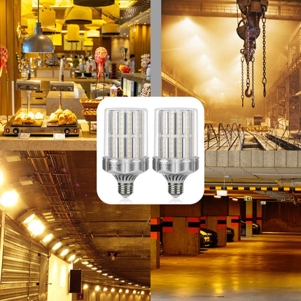 HT PETTER Corn Bulb, 30W E26 Base LED Light Bulb, 3800 Lumens, Equivalent to 250W-300W Incandescent Light Bulbs, Edison Screw-in Bulb,Not Dimmable, No Flicker, 2 Pack (Silver, 3000K Warm White)
