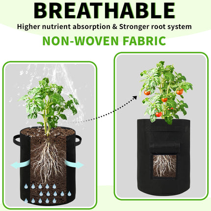 SYITCUN 4 Pack 15 Gallon Potato Growing Bags, Thickened Nonwoven Fabric Grow Bags with 2 Windows &2 Reinforced Handle, Potato Bags for Growing Potatoes, Vegetable and Fruits