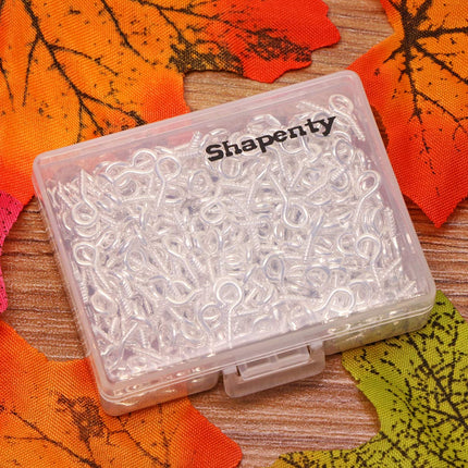 Shapenty 300PCS Mini Metal Hoop Peg Screw Eye Pin Hook for Arts & Crafts Projects, Cork Top Bottles, DIY Jewelry Making Findings, Charm Bead, 104.5mm (Bright Silver)