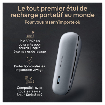 Braun PowerCase 9484pc, Mobile Shaver Charging Case, Compatible with Braun Series 8 and Series 9 Electric Shavers for Men, Up to 6 Weeks of Cordless Shaving Power, 50% More Battery, 90mins Shaving Runtime, Grey