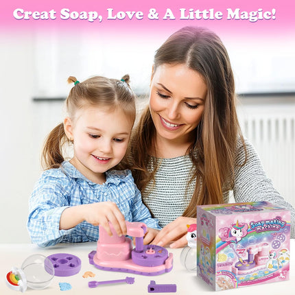 Soap Making Kit for Kids Unicorn & Rainbow Toys - Fun Christmas Birthday Easter Gifts for Girls Ages 3 4 5 6 7 Year Old - Arts and Crafts DIY Soap Maker Includes 2 Soap Flakes, 2 Portable Storage Bottles
