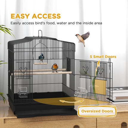 (New Open Box) PawHut 23" Large Bird Cage with Accessories, Handle, Black