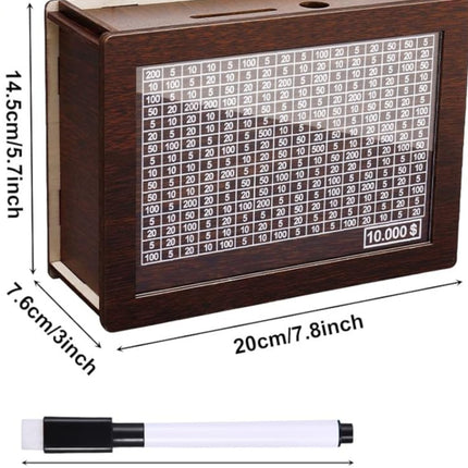 2PCS Cash Vault Wooden Savings Box 10000 The Challenge Piggy Bank