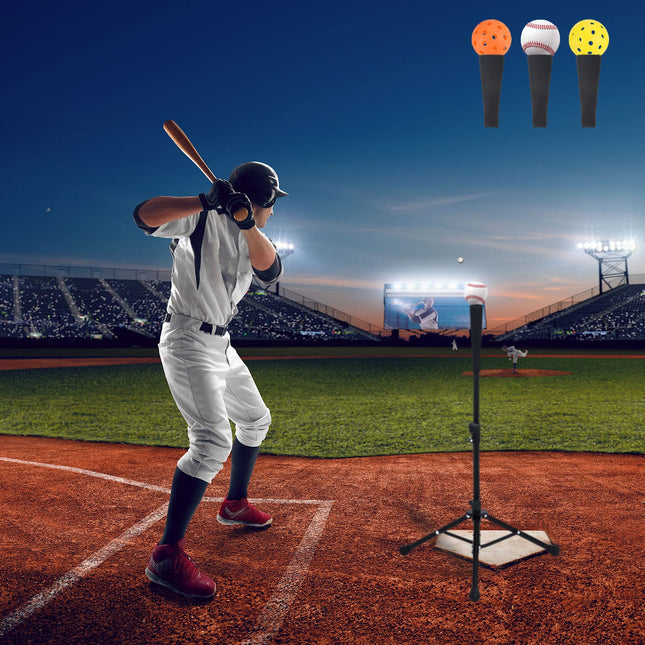 PATIKIL Travel Baseball Batting Tee, Portable Baseball Tee for Hitting Adjustable Height 25" to 41" Tripod Softball Tee Stand for Hitting Training Practice, Black
