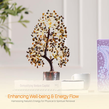YUVDIPR 7 Chakra Money Tree Healing Feng Shui Statues & Figurines Reiki Crystal Balancing Buddha Home Décor (Tiger Eye G)