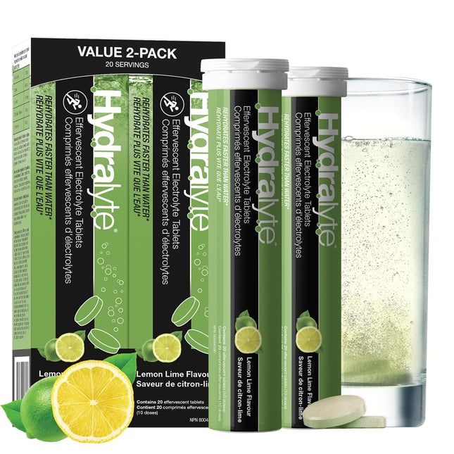 Hydralyte Lemon Lime Flavored Electrolytes | Pre-Workout and Post-Workout Hydration Solution to Enhance Performance and Maximize Recovery | (2 Tablets per Serving, 40 Count)
