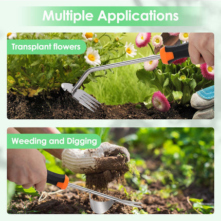 Foyucool 3 Pack Weed Puller with Rubber Handle, Crack Weeder Crevice Weeding Tool, Stainless Steel L-Shaped Hand Weeder Tool, Portable Manual Weed Puller Tool for Garden Patio Lawn Planting & Weeding