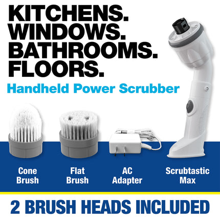 Scrubtastic Max Handheld Electric Spin Scrubber for Bathroom and More, Electric Scrubber, Shower Scrubber, Power Scrubber for Bathroom Cleaner Brush, Electric Cleaning Brush, Bathroom Scrubber