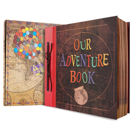 Large Our Adventure Book 60 Pages 12x12" Scrapbook Retro Embossed Hardcover Travel Photo Album