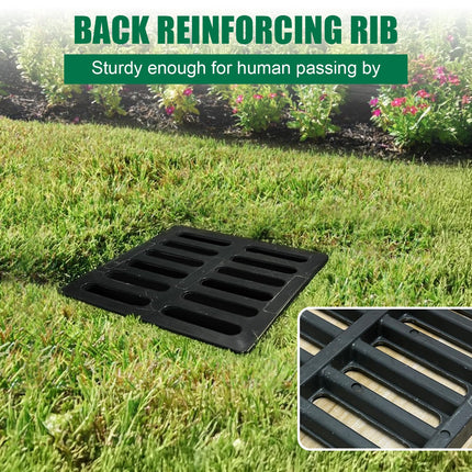 Natotela Fiberglass Cacth Basin Grate-20x12in Square Outdoor Drain Grate for Concrete Cacth Basin,Durable Flat Drainage Grate for Downspout Sewer Lawn Yard Lawn Patio Inlet(19.7x11.8in)