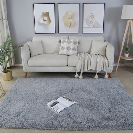 GERBIT Area Rugs 8x10 for Bedrooms, Grey Fluffy Rugs for Living Room Decor, Ultra Soft Anti Slip Shag Fuzzy Rug, Non-Slip Area Rugs for Nursery Girls Boys Room