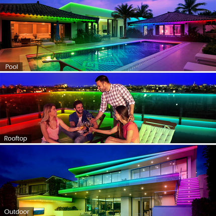 LETIANPAI Outdoor LED Strip Light Waterproof 500ft /150M,IP68 Outside LED Light Strip Waterproof with App Remote Control,Music Sync RGB Exterior LED Rope Light for Balcony