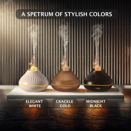 HIIZO A18 Aroma Ultrasonic Essential Oil Diffuser with LED Flame Light,  Crackle Colour