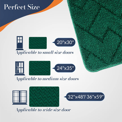 Walensee Indoor Doormat, Front Door Mat for Entrance (90×150cm Green) Machine Washable Entryway Rug, Non Slip Trapper Door Rugs Absorbent Dirt Low Profile Shoes Scraper Inside Floor Mats for Entry…