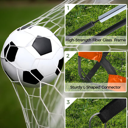 SANGMUCEN Set of 2 Foldable Kids Soccer Net for Backyard Garden, Park, Beach, Orange TSG001O