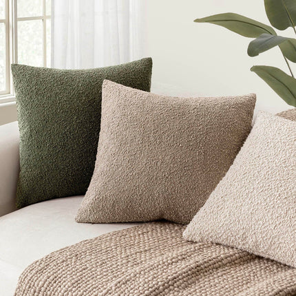 Foindtower 22x22" 1PC Textured Boucle Throw Accent Solid Neutral Soft Cozy Couch Cushion Case for Chair Sofa, Light Khaki Tan X0049JPHHF