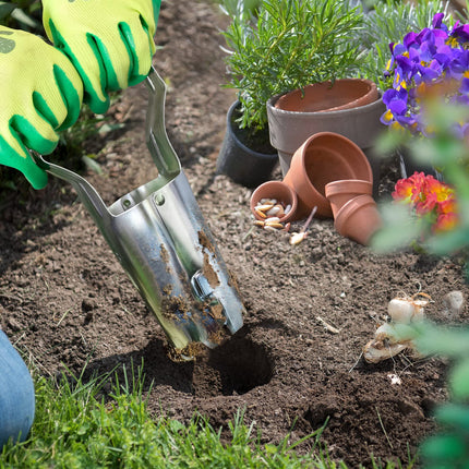 Colwelt Bulb Planter Set 4Pcs, Includes 2 Bulb Planters with Depth Markers and Automatic Soil Release, 1 Kneeling Pad, 1 Garden Gloves, Great Bulb Transplanter for Planting Tulips, Daffodils, Dahlias