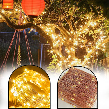 Pipiruew 2 Pack Total 400LED Solar Christmas Fairy Lights 8 Mode Solar String Lights Outdoor Christmas Decorations Light Waterproof Copper Wire Fairy Lights for Xmas Tree Yard Garden Patio