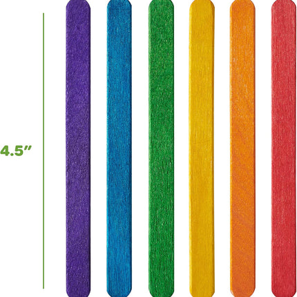 Gusto [200 Count] 4.5 Inch Colored Popsicle Sticks for Crafts