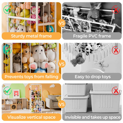 GRANNY SAYS Stuffed Animal Storage Tube, Stuffy Toys Shelf Zoo with Elastic Band, Large Stuff Animal Jail Organizer, Kids Toy Storage Organizer for Nursery Kids Room Playroom