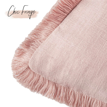 Foindtower 20×20" Set of 2 Linen Fringe Throw Boho Farmhouse Cushion Cover with Tassels Soft Accent for Couch Chair Sofa, Light Pink X0048BKY3V