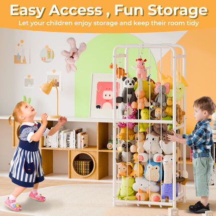 GRANNY SAYS Stuffed Animal Storage Tube, Stuffy Toys Shelf Zoo with Elastic Band, Large Stuff Animal Jail Organizer, Kids Toy Storage Organizer for Nursery Kids Room Playroom