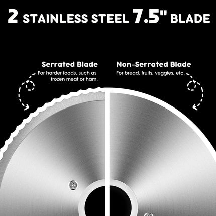 Meat Slicer, Techwood 150W Electric Food Slicer with Removable 7.5” Stainless Steel Blade, Deli Fruit Vegetable Cutter with Adjustable Knob for Thickness, Food Carriage & Non-Slip Feet, Double Blade