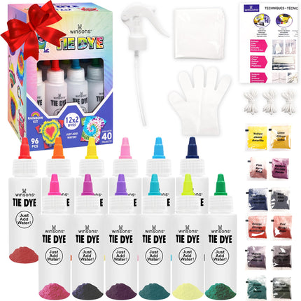 Tie Dye Kit, Tie Dye Set for Kids, 24 Vibrant Colors Pre-Filled Tye Dye Bottles, Non Toxic Permanent Fabric Dye Art Set, Easy DIY Fabric Art - Create Fun(24 Colors)